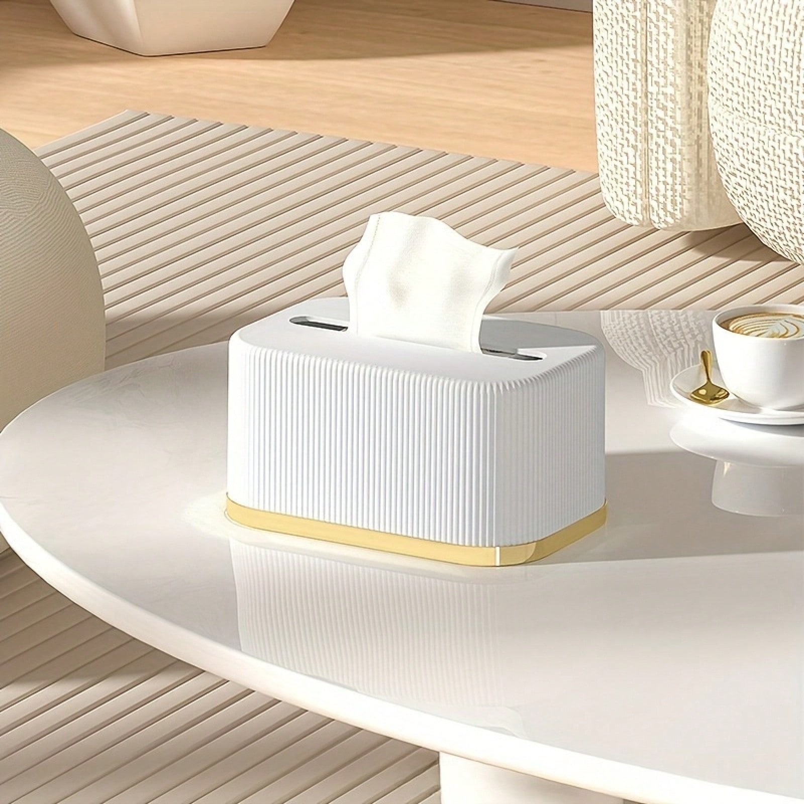 Home Office Interior Design - Luxury White & Golden Accent Tissue
