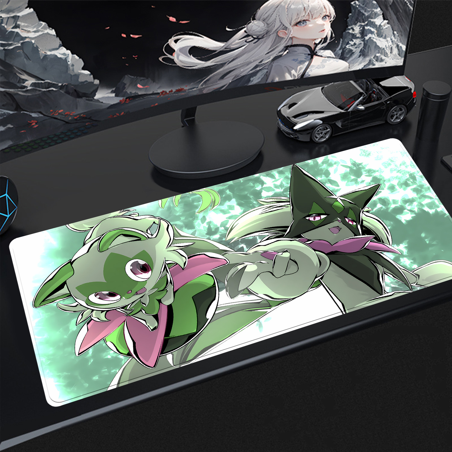 Home Office Keyboard - Kawaii Pokemon Meowscarada Gaming Desk Mouse