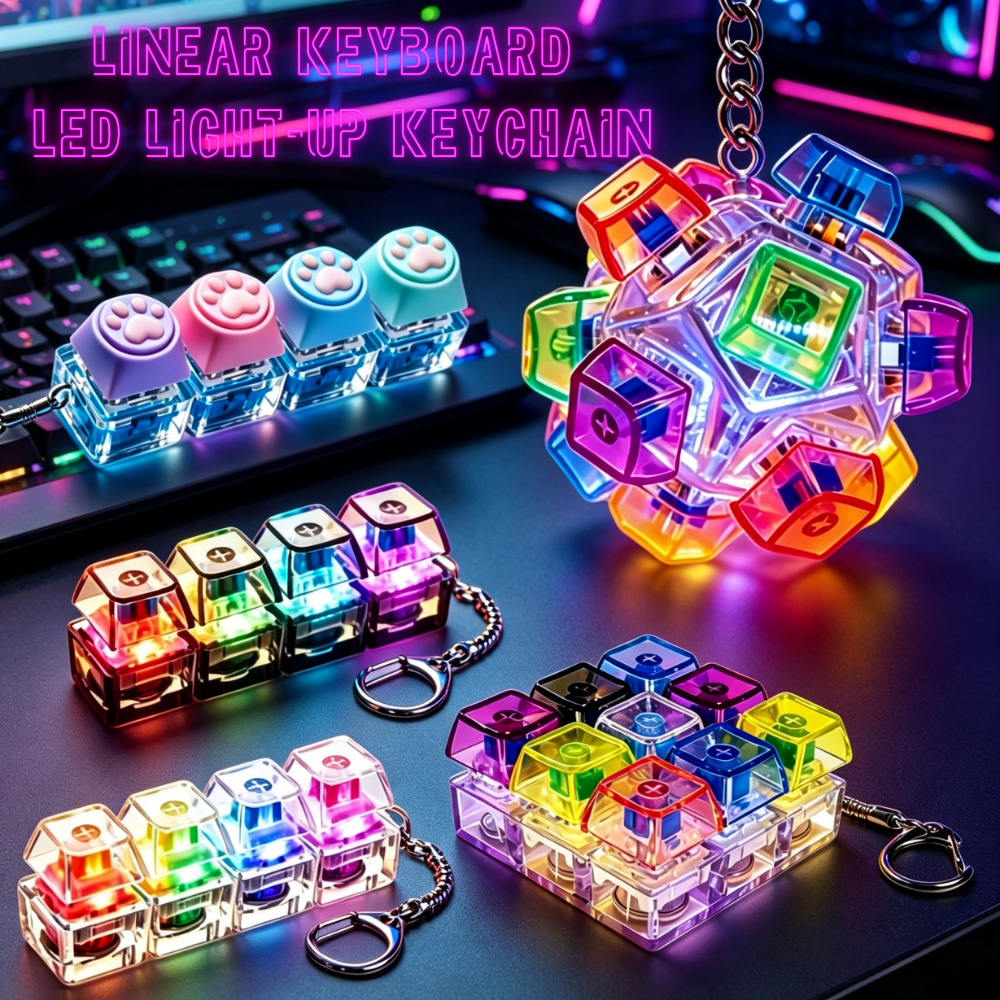 Home Office Keyboard - IN STOCK Glowing Keyboard Keychain Fidget