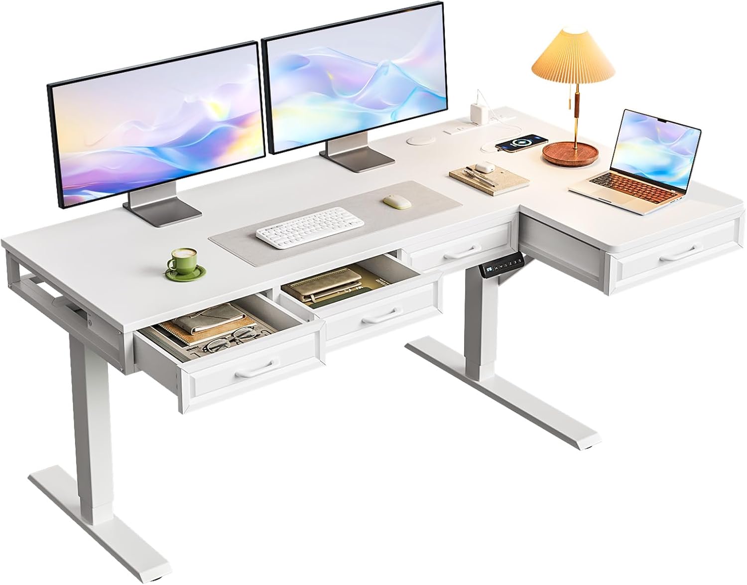 Standing Desk Electric - L Shaped Electric Standing Desk with