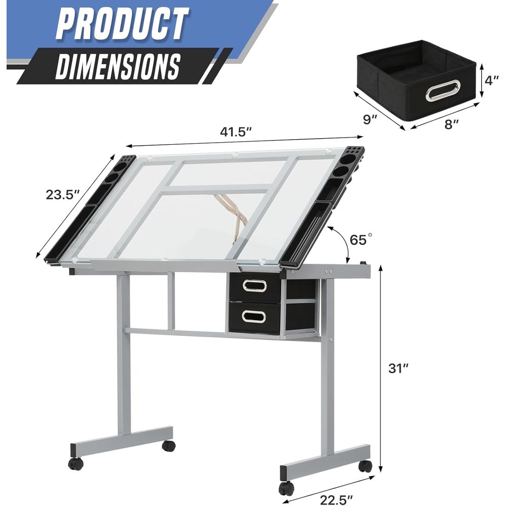 Adjustable Glass Top Dining Ta - Free Home Office recensie en prijs