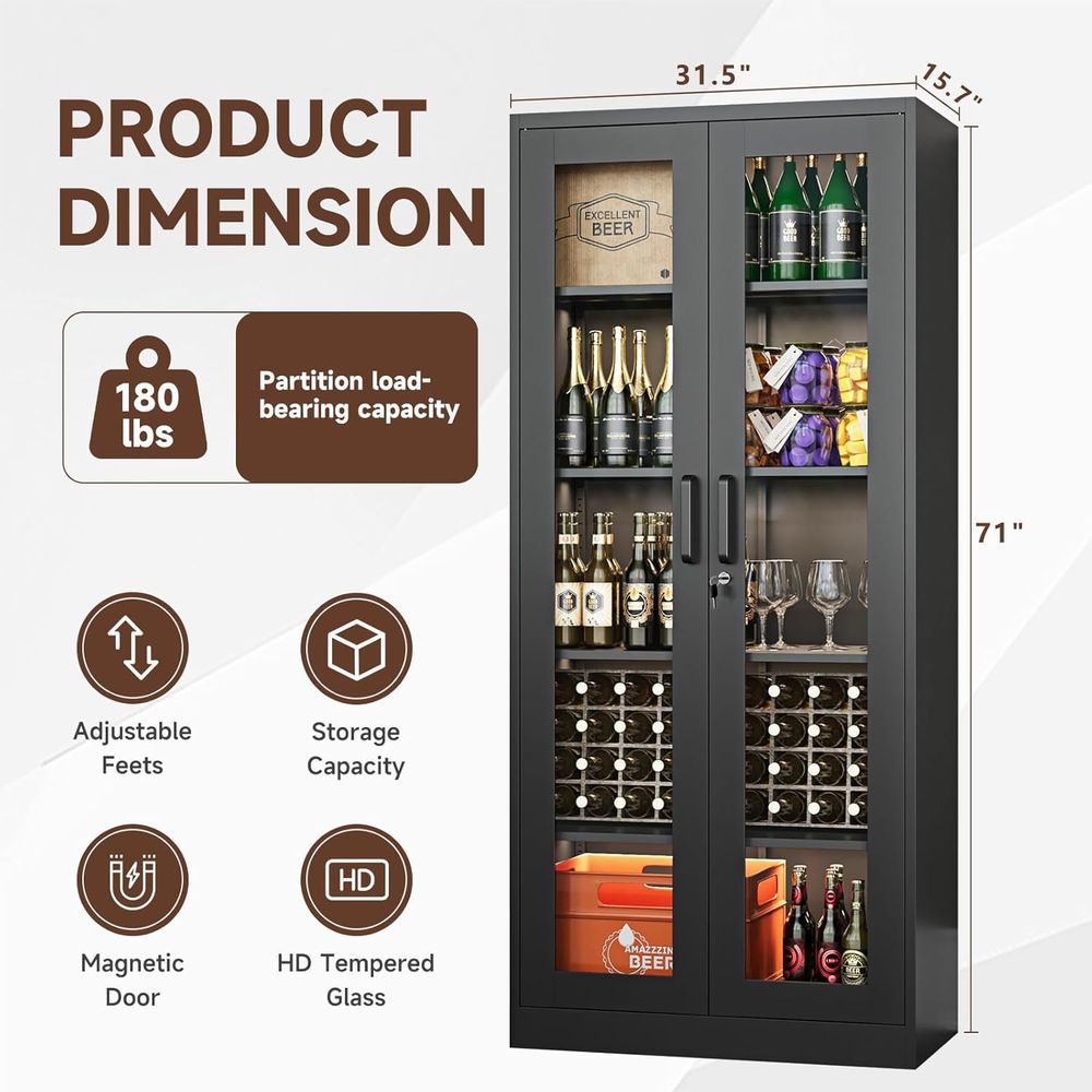 71 Metal Glass Display Cabinet - Free Home Office recensie en prijs