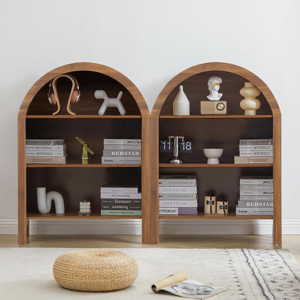 Walnut 3-Shelf Arched Bookcase - Free Home Office recensie en prijs