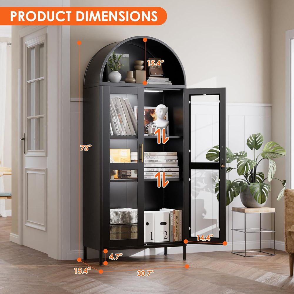 Arched Glass Display Cabinet w - Free Home Office recensie en prijs