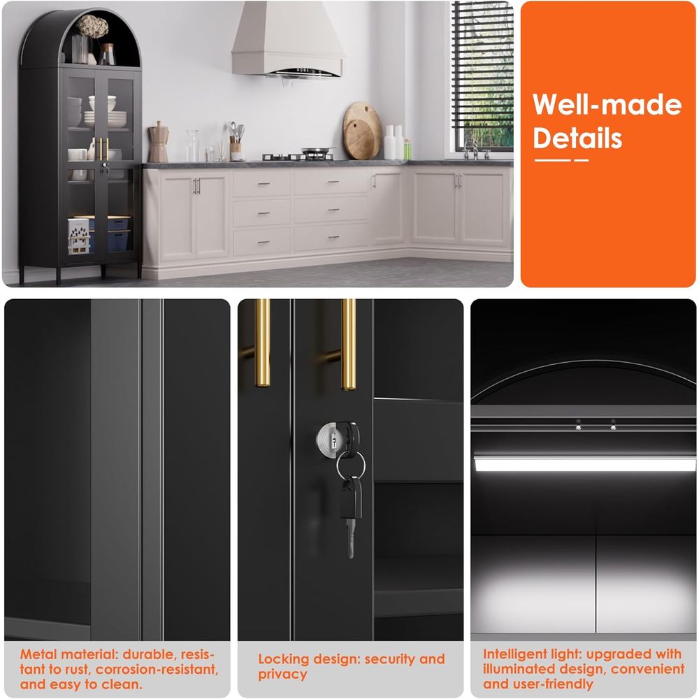 Arched Glass Display Cabinet w - Free Home Office recensie en prijs