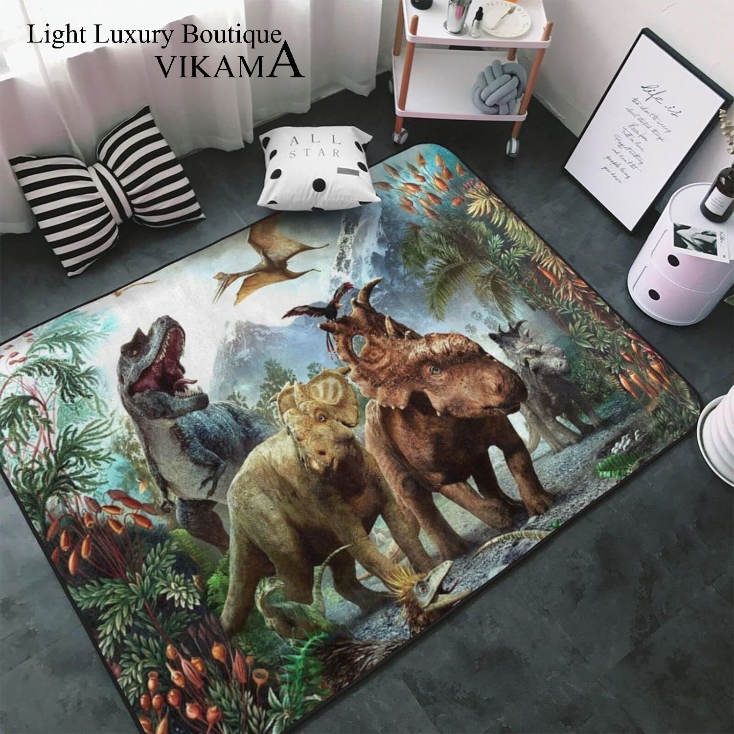 VIKAMA 3D Dinosaur Cartoon Fla - Home Office Rug recensie en prijs