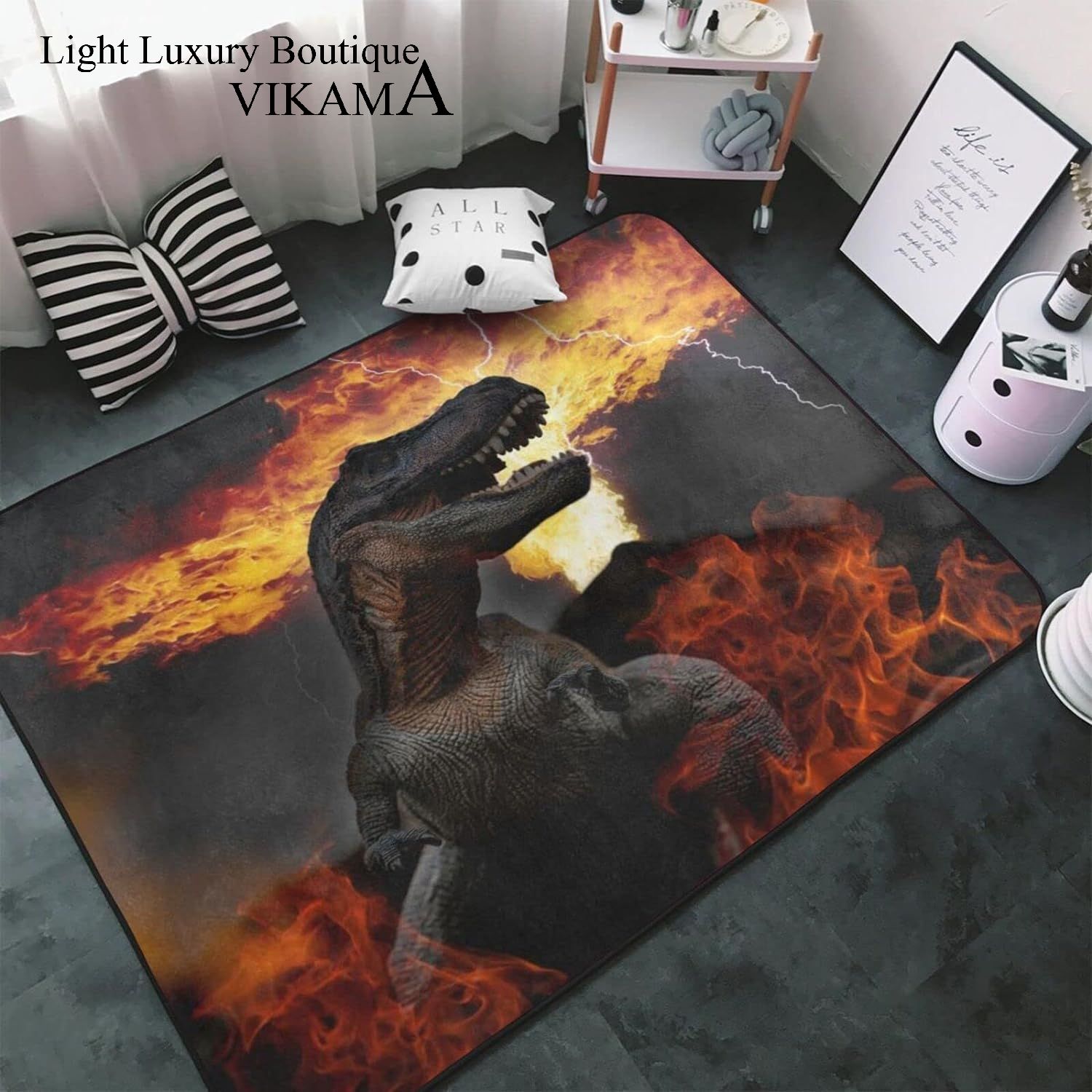 VIKAMA 3D Dinosaur Cartoon Fla - Home Office Rug recensie en prijs