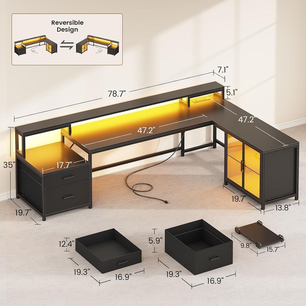 78.7 L-Shaped Gaming Desk with - Free Home Office recensie en prijs