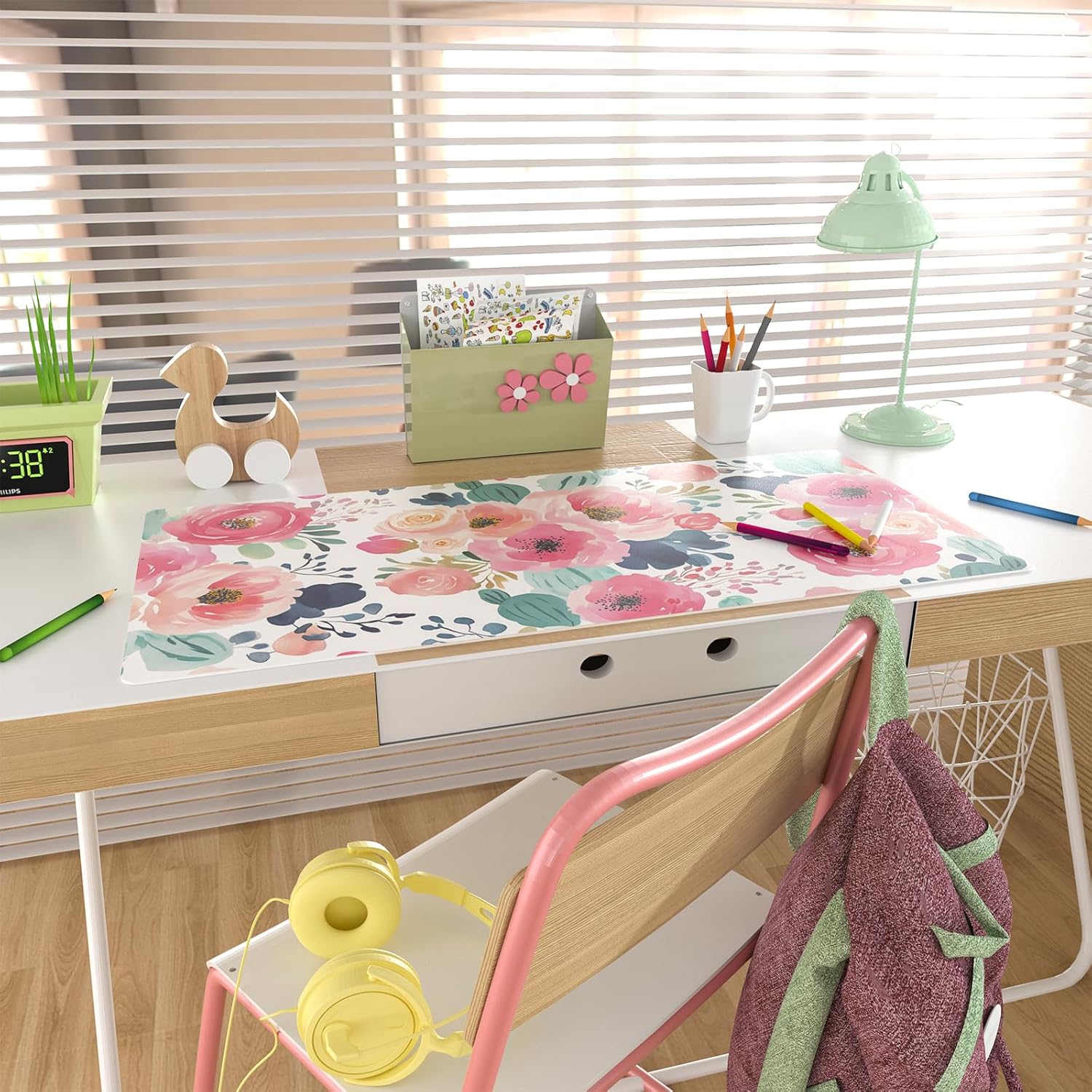 Large Mouse Pad Pink Floral De - Desk Mat Leather recensie en prijs